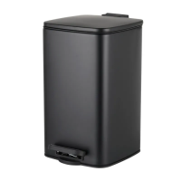 Відро для сміття з плавним закриттям квадратне Zerix Kubix-TC0108 Black 8 л колір чорний (ZX5892)