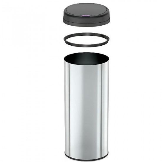 Відро для сміття сенсорне кругле Mixxus Premium Ellipse-TC0109 Chrome-Black 9л (хром-чорне) (MI7083