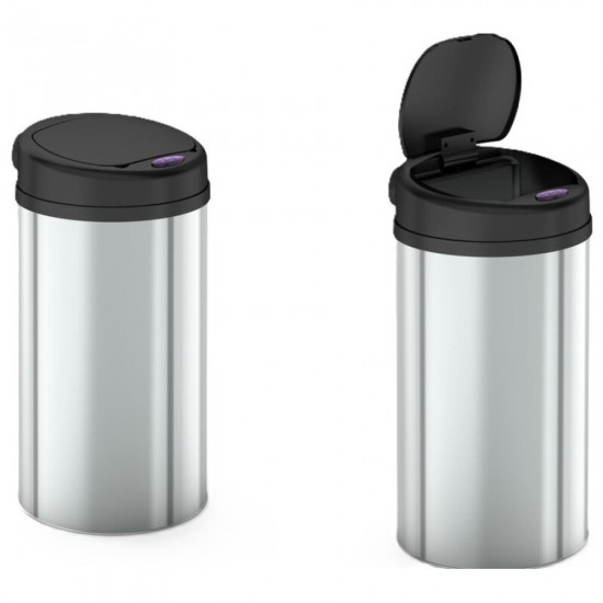 Відро для сміття сенсорне кругле Mixxus Premium Ellipse-TC0109 Chrome-Black 9л (хром-чорне) (MI7083