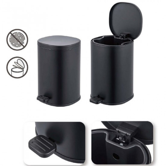 Відро для сміття з плавним закриттям овальне Zerix Prime-TC0105 Black 5л колір чорний (ZX5902)