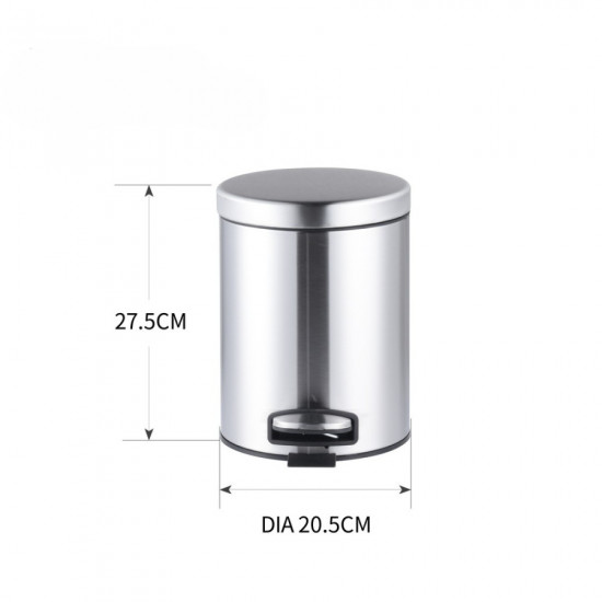Ведро для мусора с плавным закрытием круглое Mixxus Ellipse-TC0205 SS Color 5л цвет нержавейка (MI7)