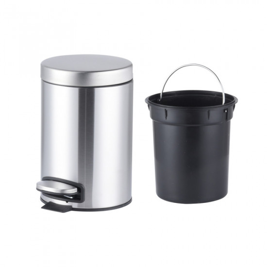 Ведро для мусора с плавным закрытием круглое Mixxus Ellipse-TC0205 SS Color 5л цвет нержавейка (MI7)