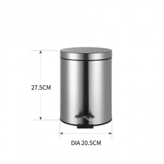 Відро для сміття з плавним закриттям кругле Zerix Solo-TC0205 SS Color 5л колір нержавійка (ZX5888)