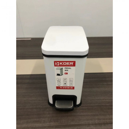 Відро для сміття з плавним закриттям прямокутне Koer TC-010108-08 8 л колір білий (KR5592)
