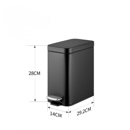 Відро для сміття з плавним закриттям прямокутне Mixxus Premium Quadro-TC0105 Black 5 л колір чорний