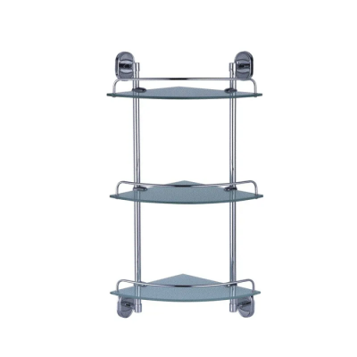 Полиця кутова 3-ярусна Zerix AFB-0107-3 (скло) (ZX5072)