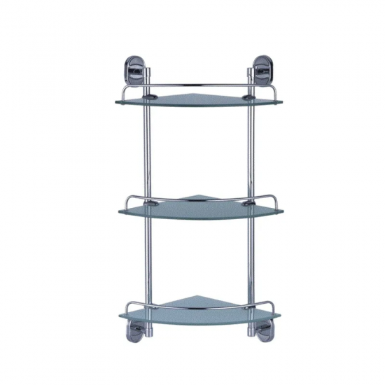 Полиця кутова 3-ярусна Zerix AFB-0107-3 (скло) (ZX5072)