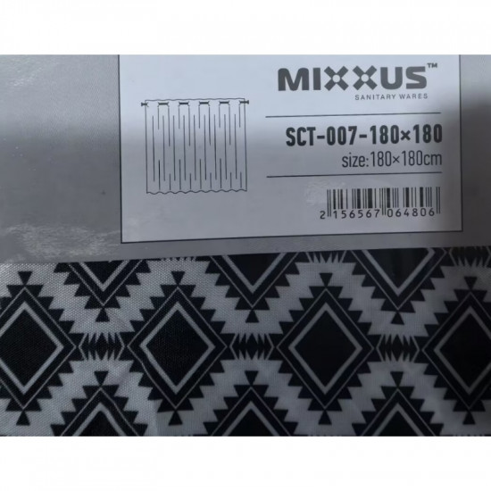 Штора для ванної з поліестеру Mixxus SCT-007-180x180 (Візерунок чорно-білий) (AC0648)