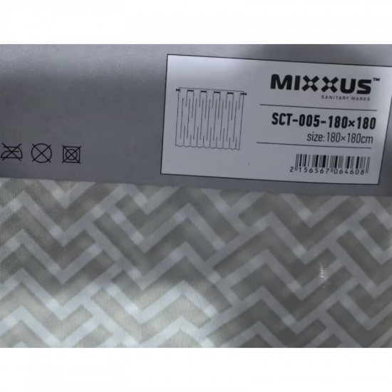 Штора для ванної з поліестеру Mixxus SCT-005-180x180 (Візерунок сірий) (AC0646)