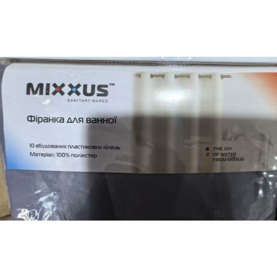 Штора для ванної з поліестеру Mixxus SCT-004-180x180 (Візерунок сіро-синій) (AC0652)