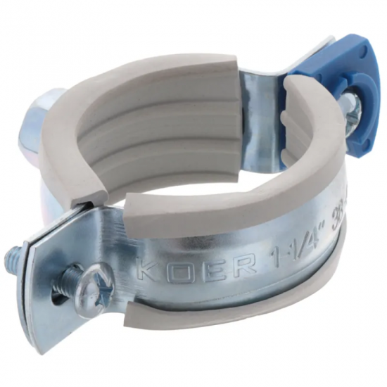 Хомут трубный оцинкованный Koer KCB.10.G 1-1 / 4 "(38-43) серый (KR2787)