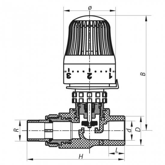 Кран термостатический с термоголовкой прямой PPR 20x1/2 Koer K0156.PRO (KP0199)