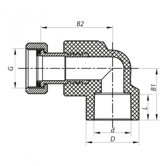 Кут з накидною гайкою 20x1/2F PPR Koer K0144.PRO (KP0182)