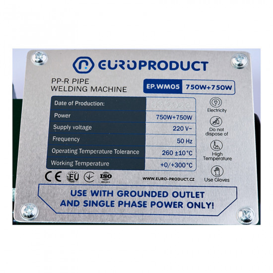Паяльник Europroduct EP.WM05 для PPR труб (плоские насадки) 20/40mm (EP6095)