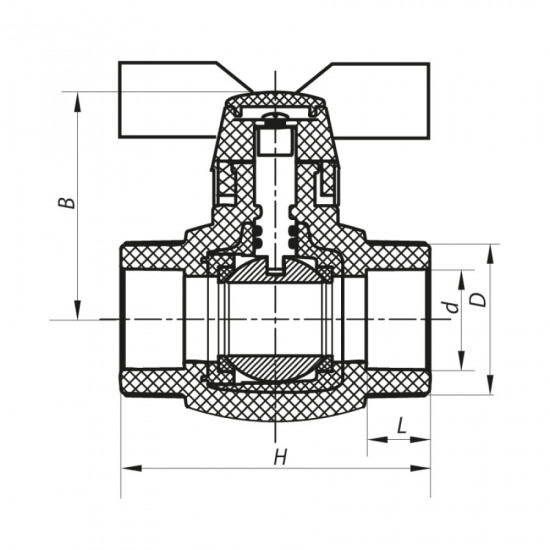 Кран шаровой PPR КШ Koer (бабочка) для горячей воды 25 (Koer K0182.PRO) (KP0235)