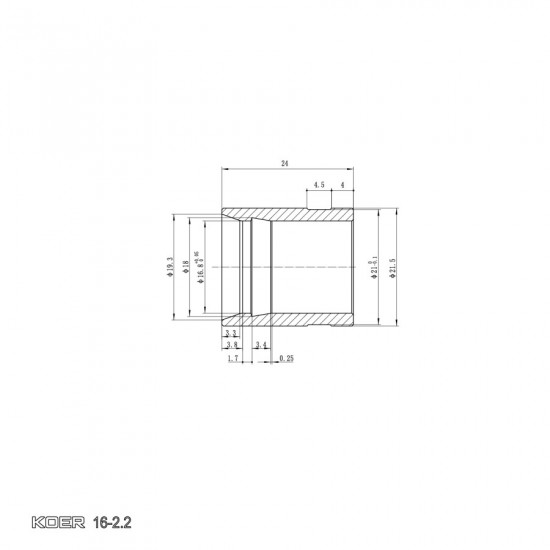 Гільза монтажна насувна Koer KA.S16 - 16-2.2mm (KR4899)