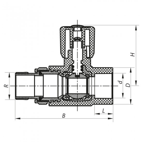 Кран радиаторный 25x3/4 прямой PPR Koer K0160.PRO (KP0205)