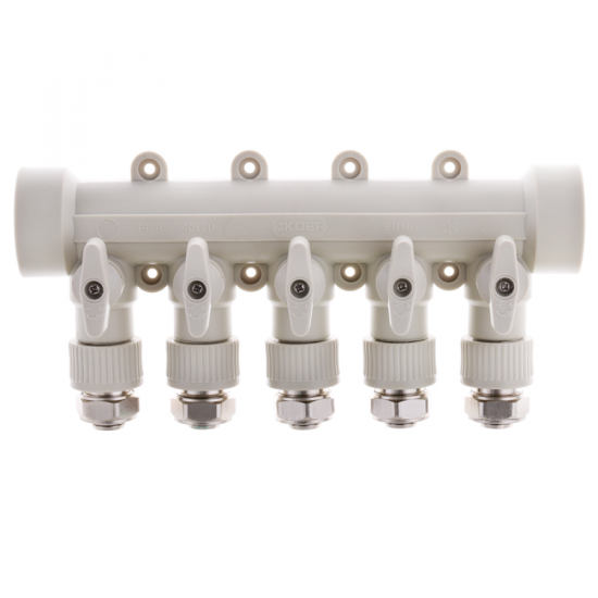 Коллектор распределительный 5-way с фитингом (40x20) PPR KOER K0193.PRO (KP2558)