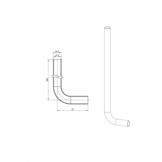 Трубка Г-подібна для приєднання радіатора Koer KA.D16-500 - 16(2.2mm) x 15-500mm (KR4904)