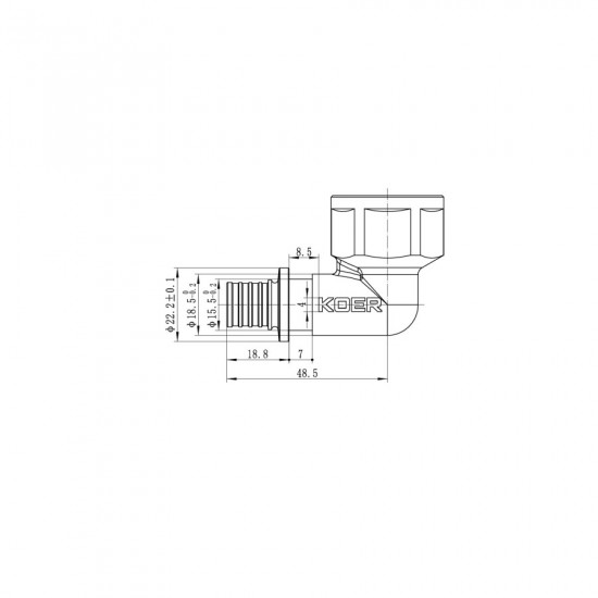 Кутник перехідний з ВР Koer KA.L08F-16 - 16(2.2mm) x 3/4"F (KR4877)
