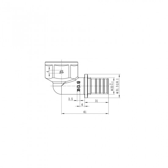Кутник перехідний з ВР Koer KA.L10F-25 - 25(3.5mm) x 1"F (KR4879)