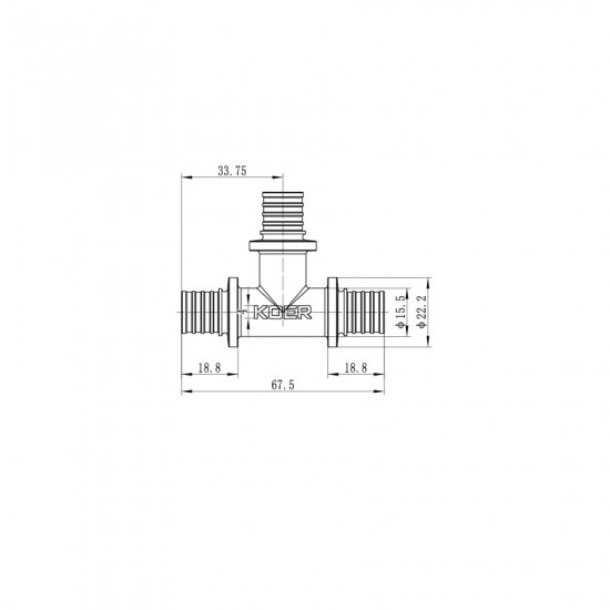 Трійник рівнопрохідний Koer KA.T16 - 16(2.2mm) x 16(2.2mm) x 16(2.2mm) (KR4884)