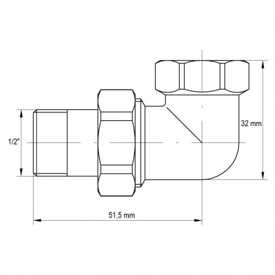 Згін американка 1/2 "кутовий Koer KR.342 (KR0019)