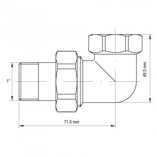 Згін американка 1 "кутовий Koer KR.342 (KR0144)