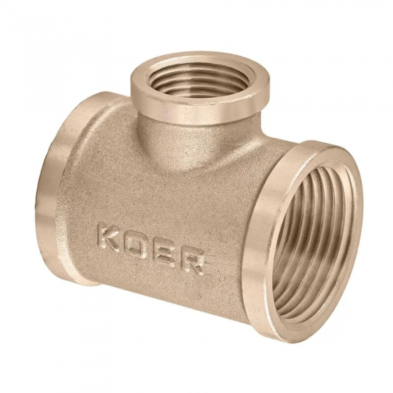 Тройник редукционный Koer KF.T080608F.WN - 3/4''х1/2''х3/4'' FFF БЕЗ НИКЕЛЯ (KR5574)