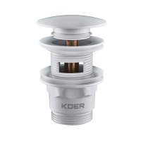 Донный клапан для умывальника с переливом Koer PW-03-03 1 1/4'' (кнопка) (Белый) (KR3395)