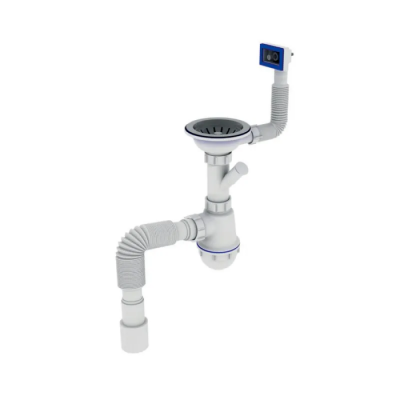Сифон для кухни Zerix SK-02-B 3 1/2"x40 с резьбовым выпуском и отводом для стиральной машины (ZX495