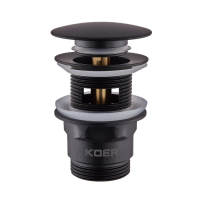 Донный клапан для умывальника с переливом Koer PW-03-05 1 1/4'' (кнопка) (Чёрный) (KR3396)