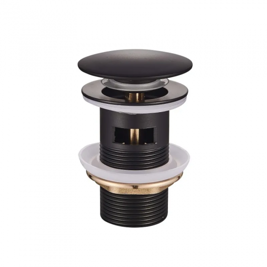 Донный клапан для умывальника с переливом Mixxus POP-UP-03 Black 1 1/4'' (кнопка) (Чёрный) (MI6139)