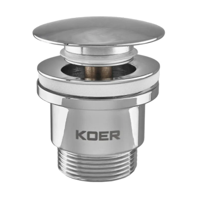 Донний клапан для умивальника Koer PW-01-01 1 1/4'' (кнопка) (Колір хром) (KR3400)