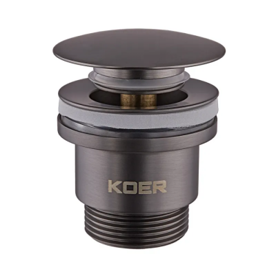 Донний клапан для умивальника Koer PW-01-07 1 1/4'' (кнопка) (Графіт) (KR3404)