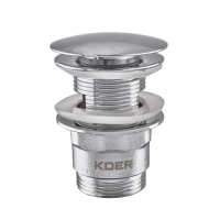 Донный клапан для умывальника с переливом Koer PW-03-01 1 1/4'' (кнопка) (Цвет хром) (KR3394)
