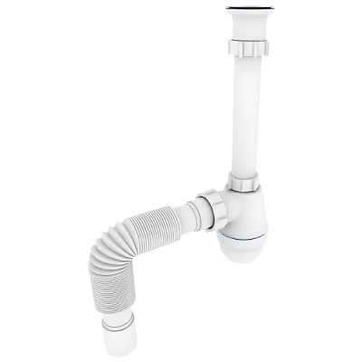 Сифон для раковины Zerix SU-03-А с ревизией (Цвет белый) 1 1/4'' (ZX5083)
