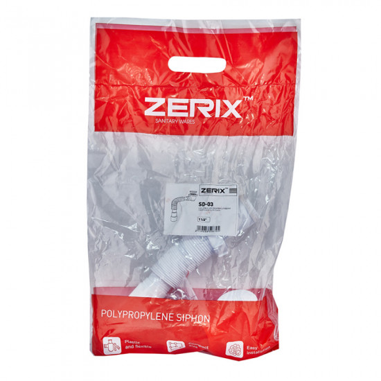 Сифон для душеваго піддону Zerix SD-03 1 1/2" з випуском Click-Slack (ZX5087)