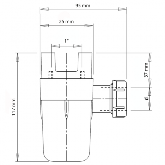 Сифон для группы безопасности Roho R2200-100 - 25x32 (универсальный) (RO0161)