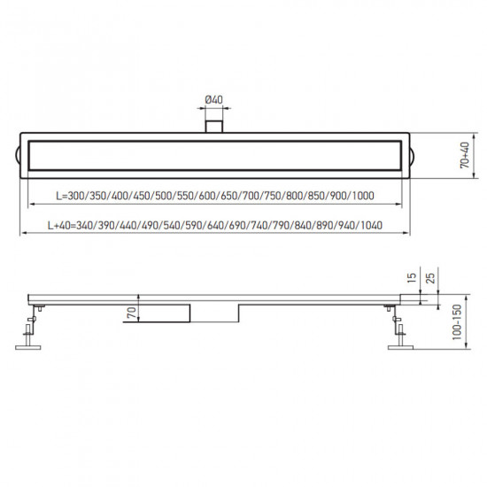 Душевой трап из нержавеющей стали SUS304 Koer FD01-70x600 (KR3269)