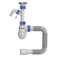 Сифон для умывальника Mixxus SU-02-B 1 1/2"x40 с литым выпуском и отводом для стиральной машины (MI