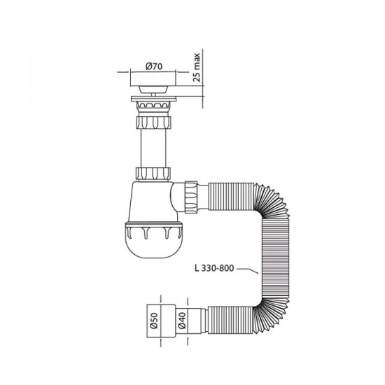 Сифон для кухні Mixxus SK-01-A 1 1/2"x40 з литим випуском 40*40/50 (MI8190) Сифон для кухні Mixxus SK-01-A 1 1/2"x40 з литим випуском 40*40/50 (MI8190)