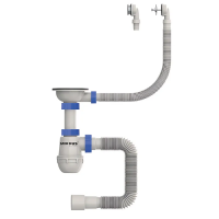 Сифон для кухні Mixxus SK-07-A 3 1/2"x40 з нерж.сіткою, гнучким круг. переливом (MI8198)