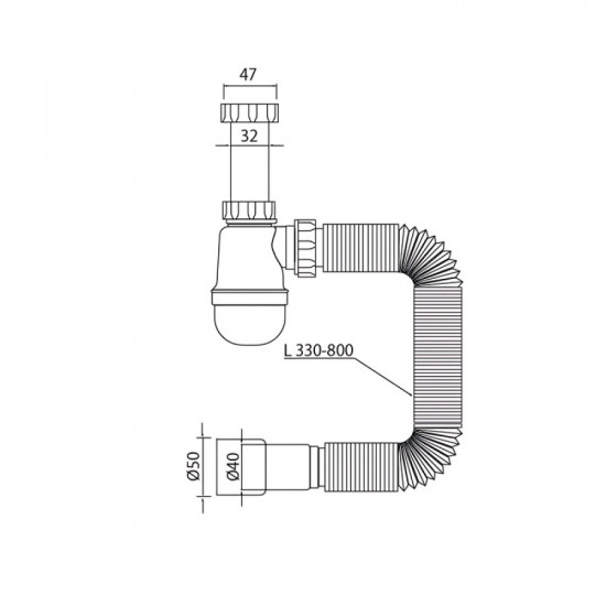 Сифон для умивальника Mixxus SU-04-A 1 1/4"x32 без випуску 32*40/50 (MI8181)