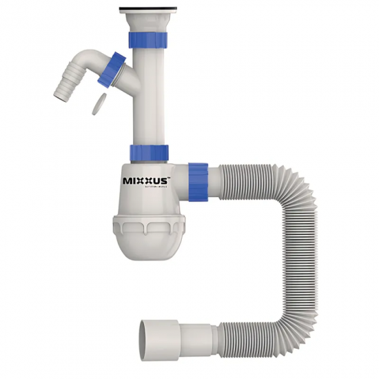 Сифон для кухні Mixxus SK-01-B 1 1/2"x40 з литим випуском та відводом для пральної машини (MI8191)