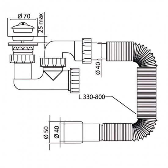 Сифон для душового піддона Mixxus SD-02 з ревізією та нержавіючим випуском (MI8204)