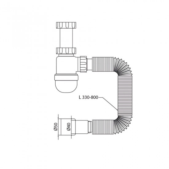 Сифон для умивальника Mixxus SU-05-A 1 1/2"x40 без випуску 40*40/50 (MI8182)