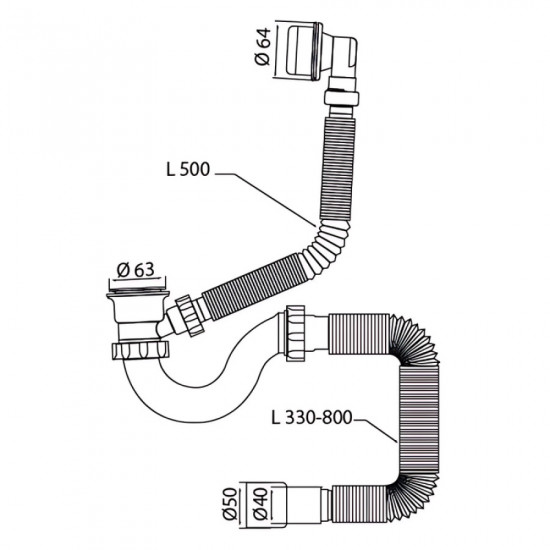 Сифон для ванни Mixxus SV-03-A 1 1/2" прямоточний з пластиковим випуском та переливом (MI8200)