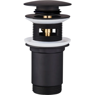 Донний клапан для раковини Koer PW-07-05 1 1/4'' з переливом автоматичний СLICK-СLACK (Колір чорн)