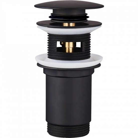 Донний клапан для раковини Koer PW-07-05 1 1/4'' з переливом автоматичний СLICK-СLACK (Колір чорн)